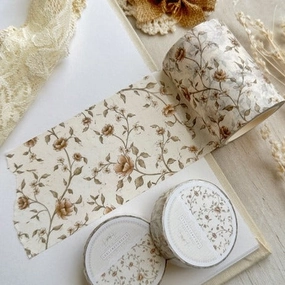 Creamy Red Floral Washi Tape 60Mm valuable