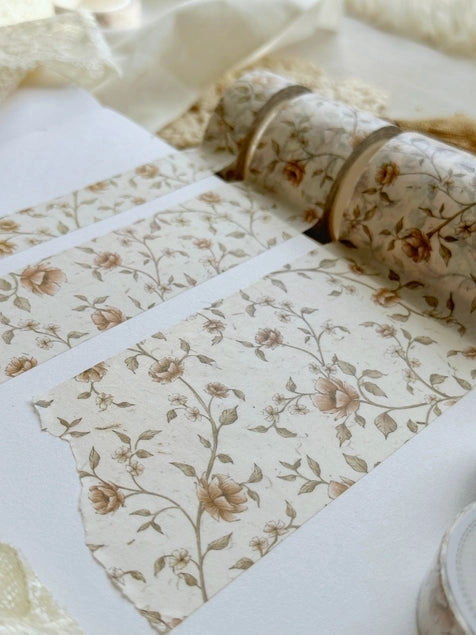 Creamy Red Floral Washi Tape 60Mm flat