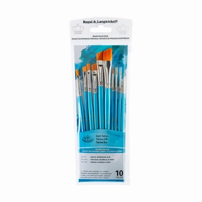 Gold Taklon Brushes - Angular/Round, 10 Pieces everyday trendy