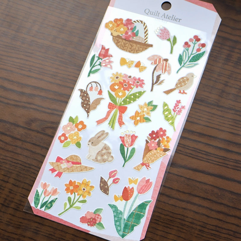 warm pack Quilt Atelier Sticker Sheet - Afternoon Flower Garden