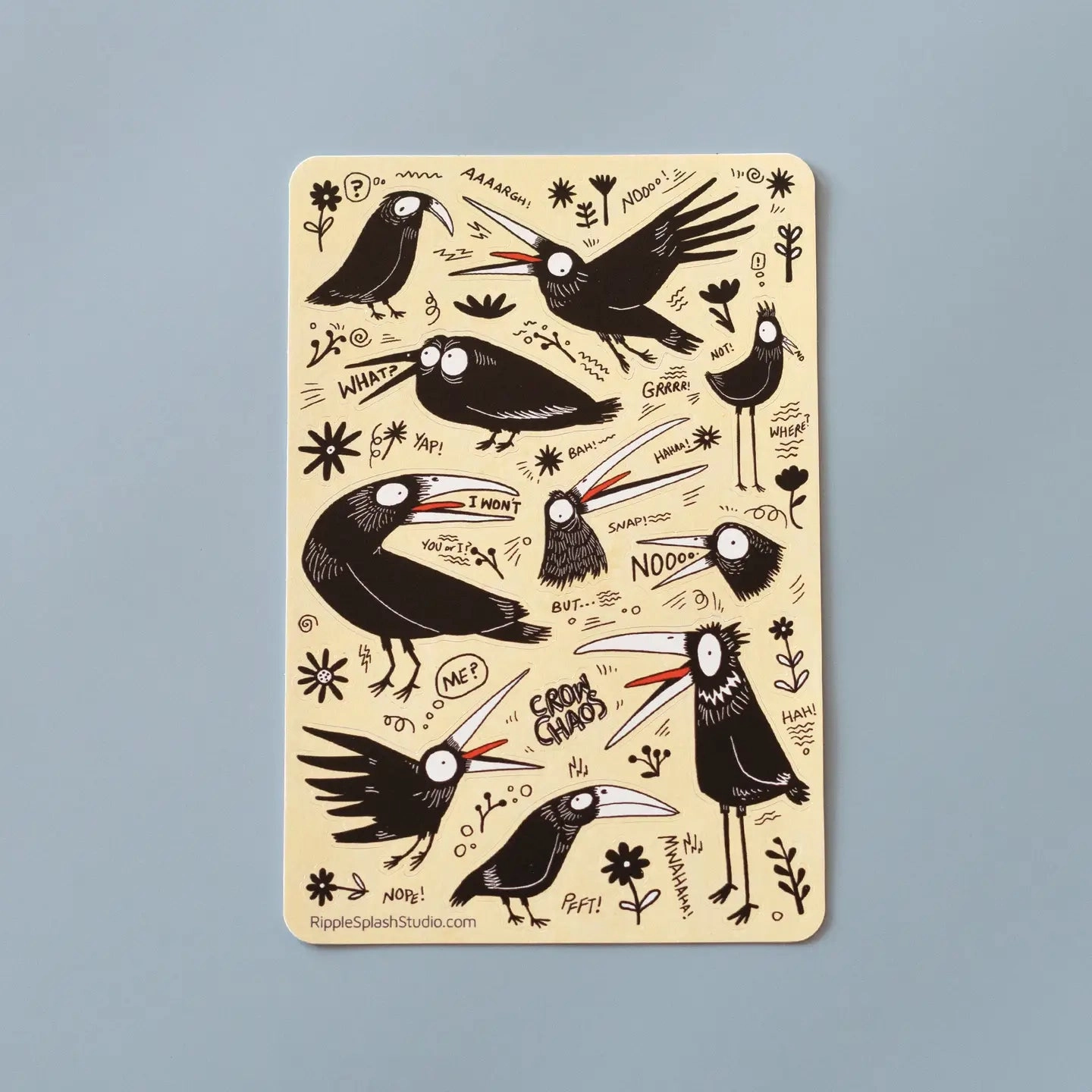 sturdy Quirky Crows Vinyl Sticker Sheet