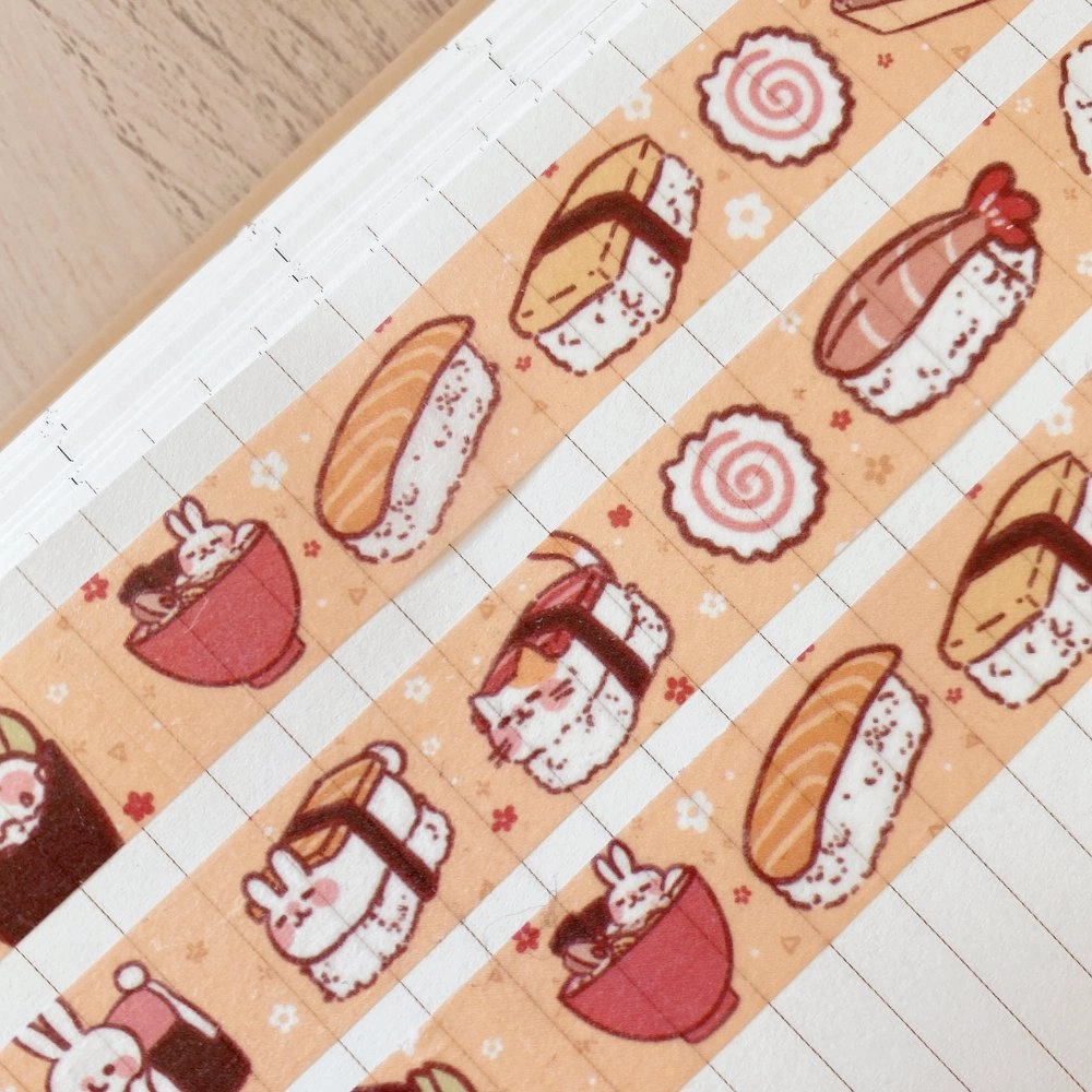 waterproof Rabbits & Sushi Washi Tape