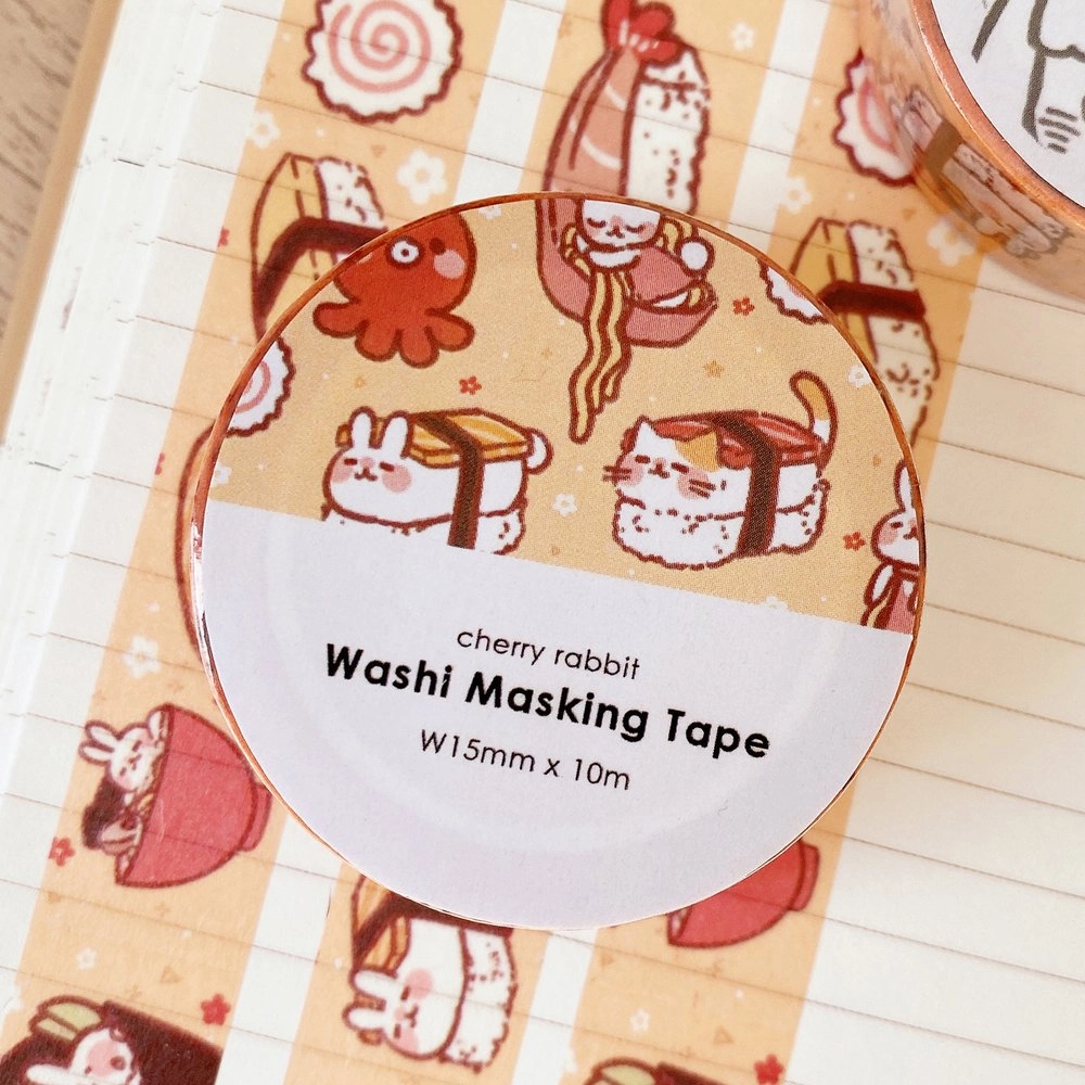 sturdy Rabbits & Sushi Washi Tape