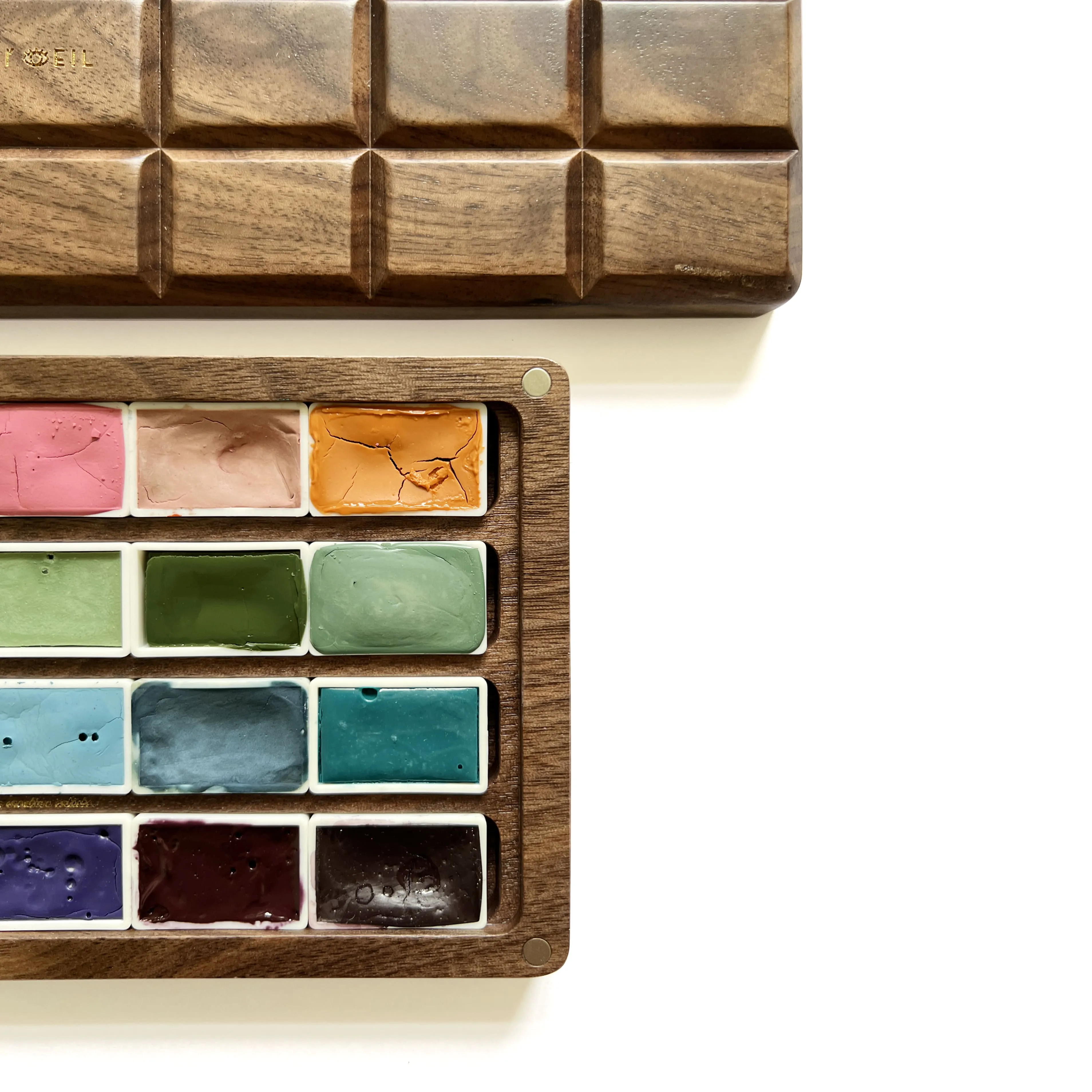 nonslip Rainbow Jewels: Mineral Handmade Watercolor Paints Set Of 20 In Wooden Box Case, Full Pan 3.2Ml