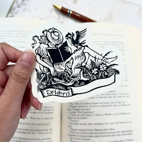 Reading Girl Bookplate Sticker automatic resin