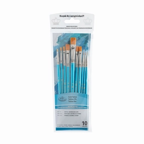 colorful 10-Pack Gold Taklon Brushes - Detail/Shader