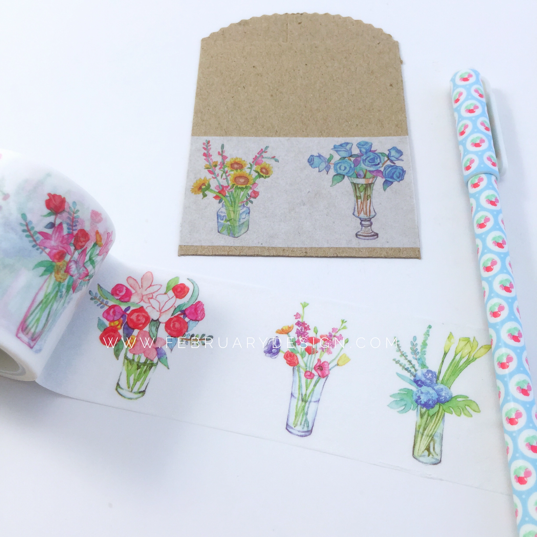 Flower Bouquet Washi Tape sleek large