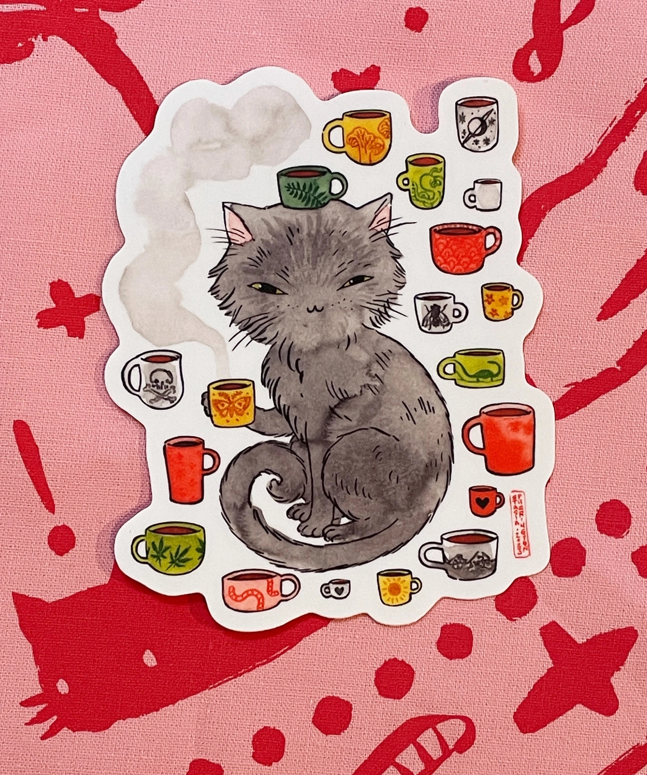 small narrow So Many Cups! Vinyl Sticker
