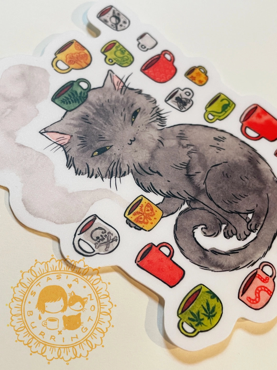 So Many Cups! Vinyl Sticker ergonomic collapsible