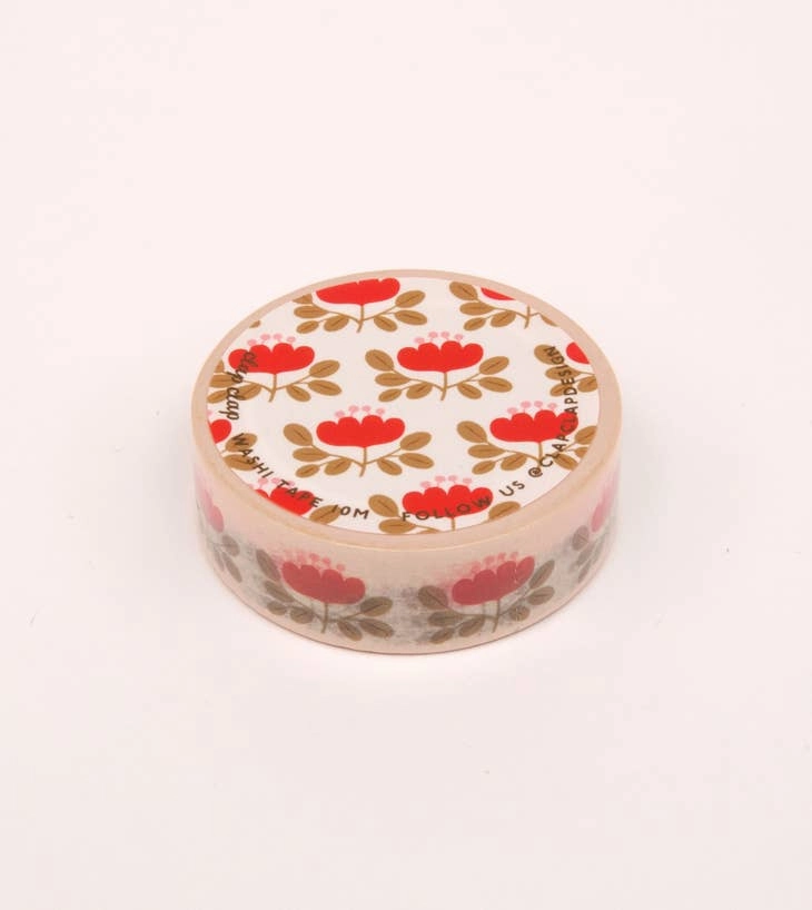 Red Floral Washi Tape - Cream elegant kit