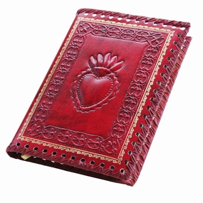 matte Red Sacred Heart Refillable Leather Journal