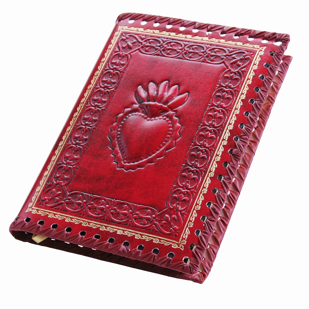 matte Red Sacred Heart Refillable Leather Journal
