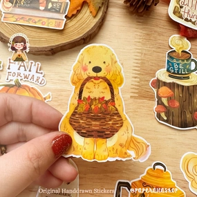 Paperaicashop Autumn Doggo Vinyl Sticker linen