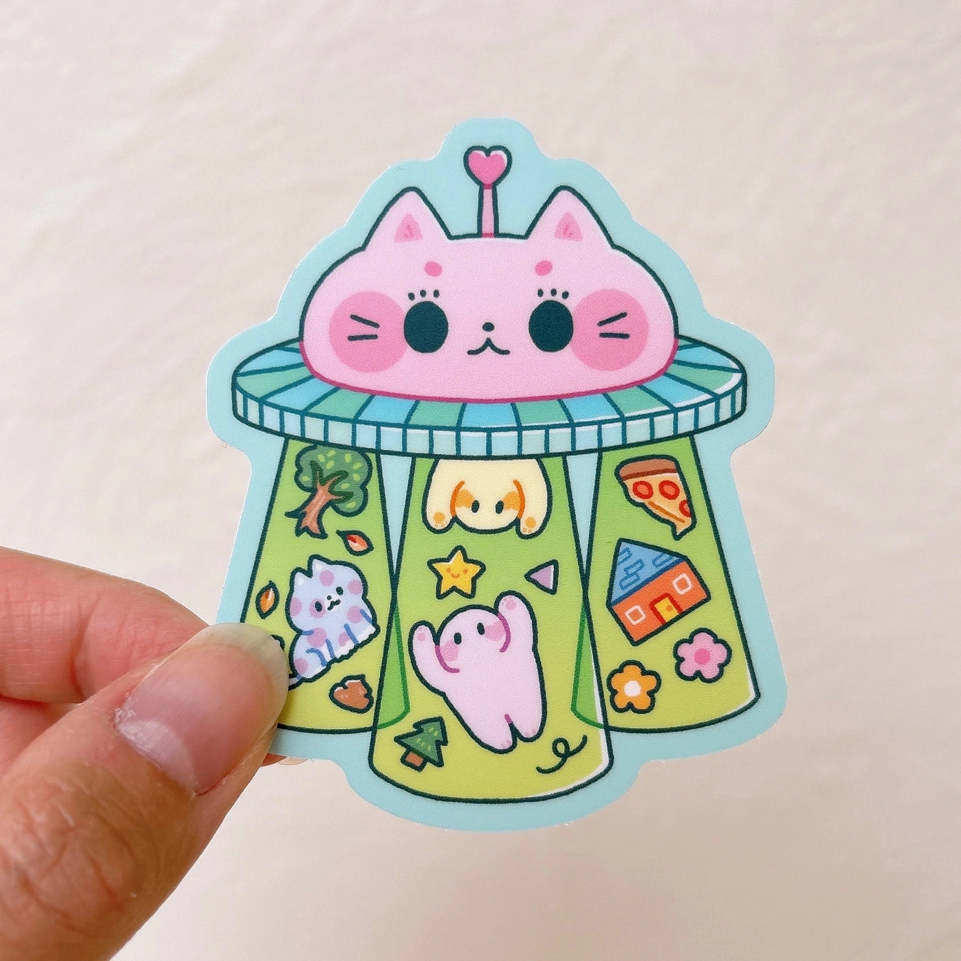 metal Stickyriceco Vinyl Sticker - Kitty Cat Ufo