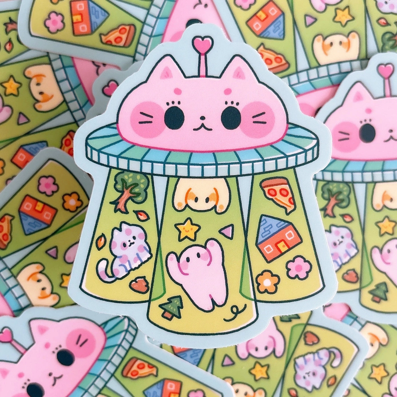 Stickyriceco Vinyl Sticker - Kitty Cat Ufo basic