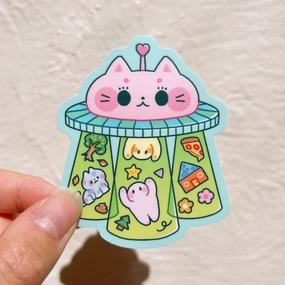 Stickyriceco Vinyl Sticker - Kitty Cat Ufo latest