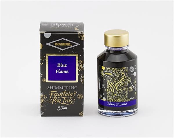 Diamine Shimmer 50Ml Fountain Pen Ink - Blue Flame springloaded