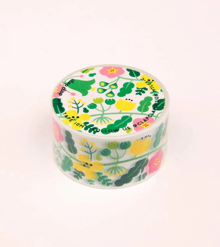 shiny Green Floral Pattern Washi Tape