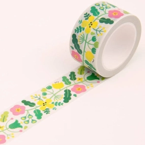 Green Floral Pattern Washi Tape wooden paper