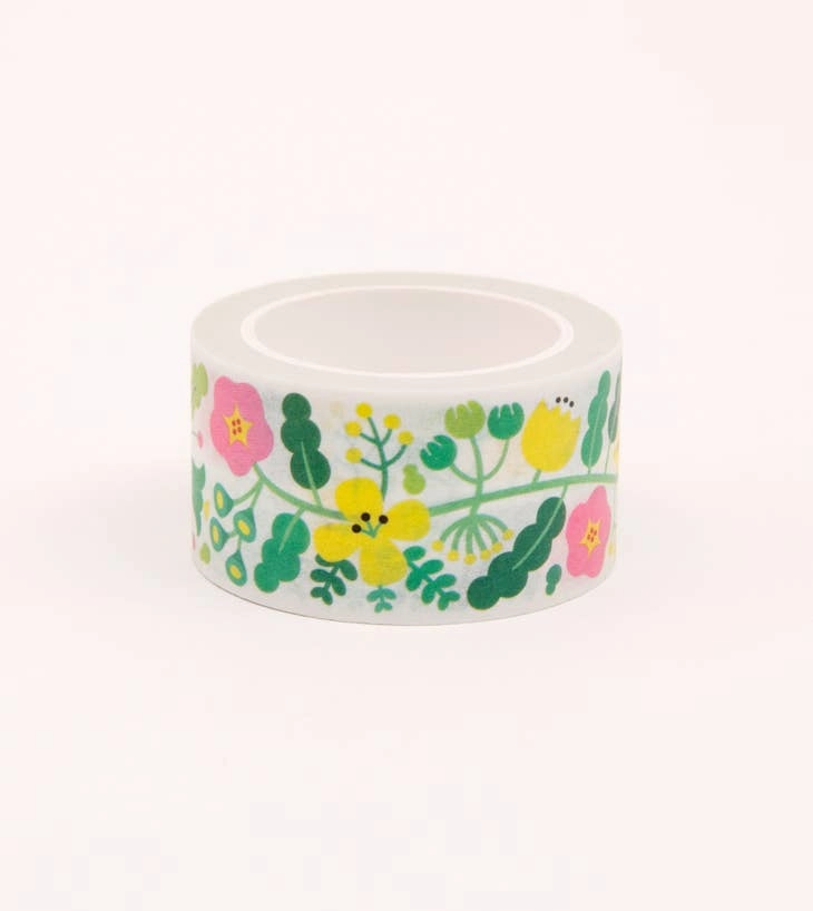 Green Floral Pattern Washi Tape cotton lightweight