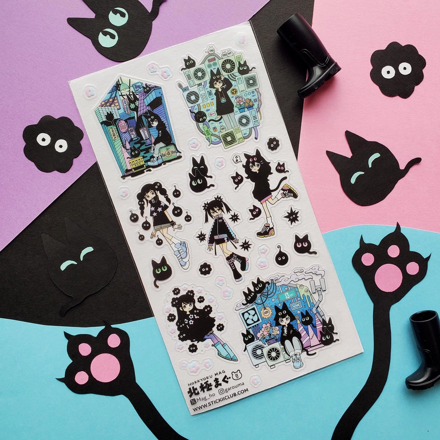 washable adjustable Stickii Purr-Fect Fashions 1 Sticker Sheet