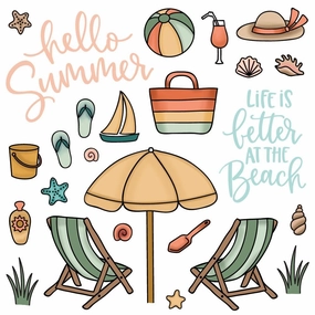 shiny Hello Summer - 6X6 Stamp Set
