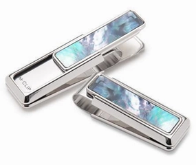 earthy biodegradable M-Clip Gray Mother Of Pearl Money Clip
