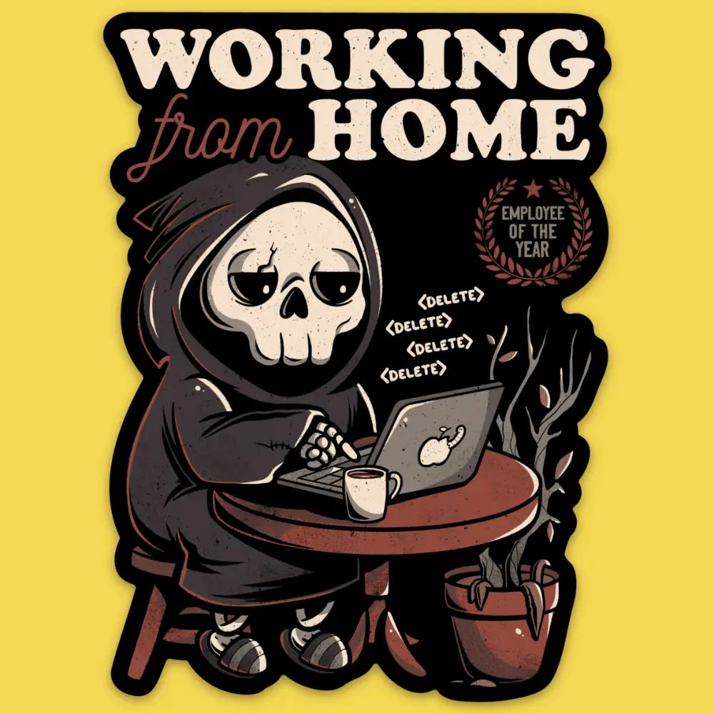 Working From Home Vinyl Sticker biodegradable earthy
