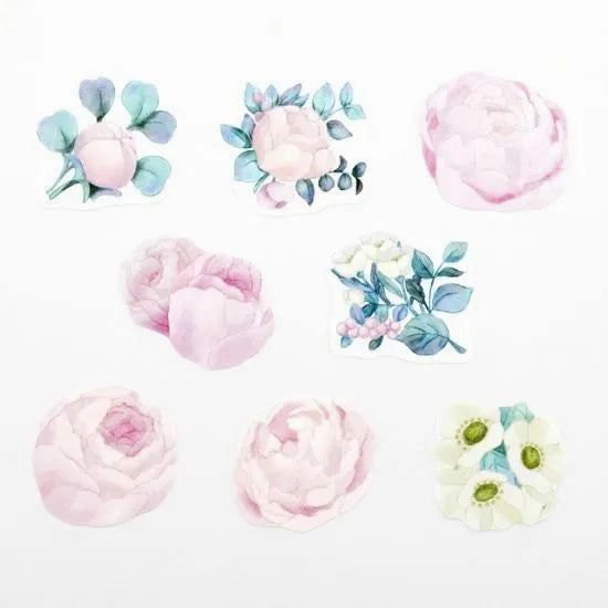 thin single Bande Sticker Roll - Peony Bouquet