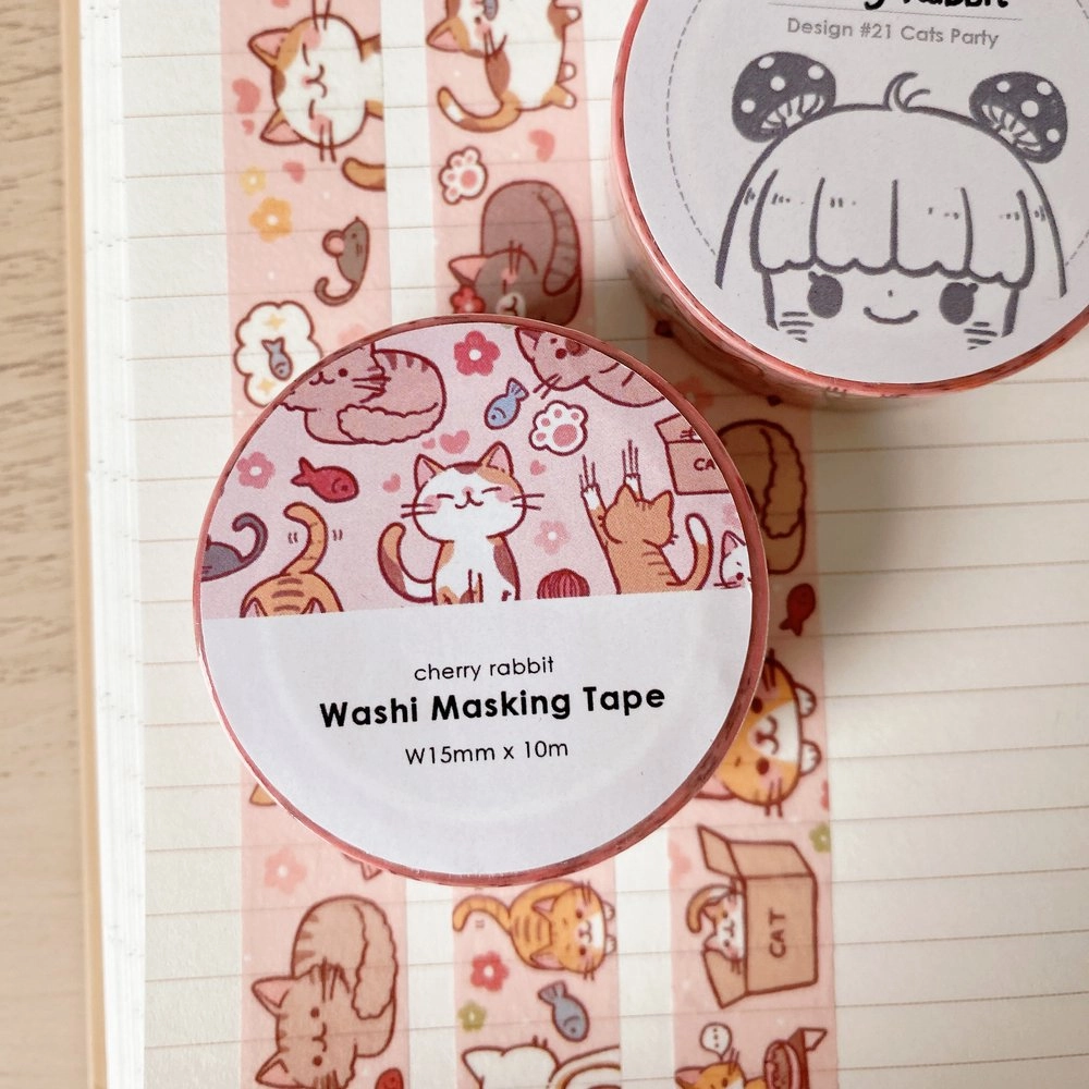 linen luxury Cats Party Washi Tape