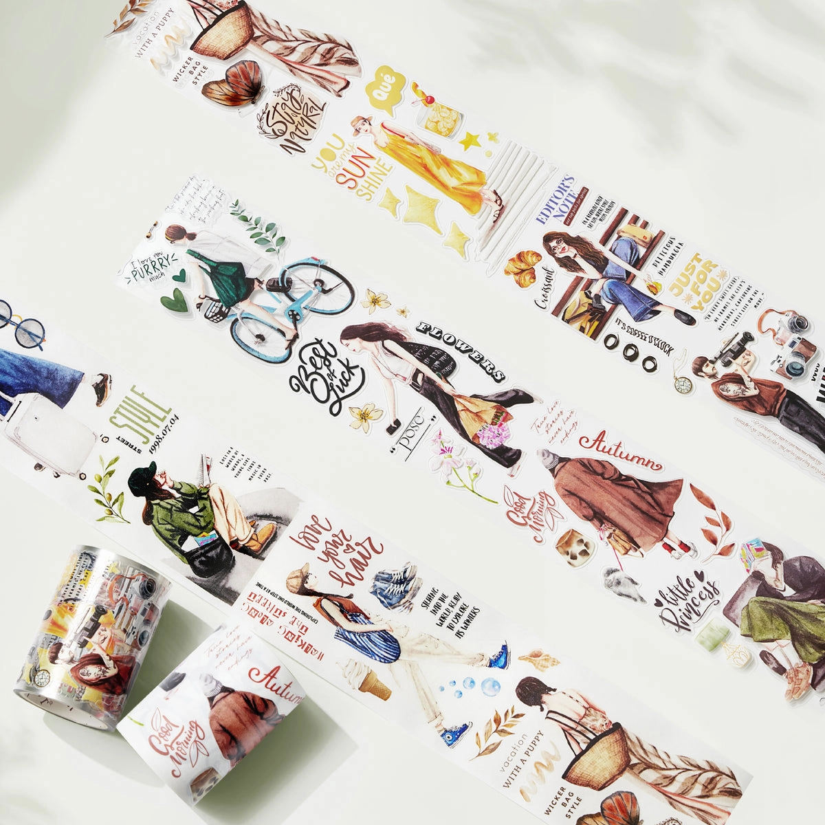 vivid glossy Pre-Cut Sidewalk Stories Wide Washi / Pet Tape