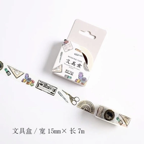 Stationery Box Washi Tape round springloaded