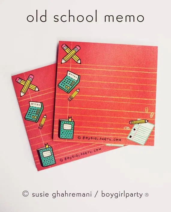 Retro School Supplies Notepad linen bulk