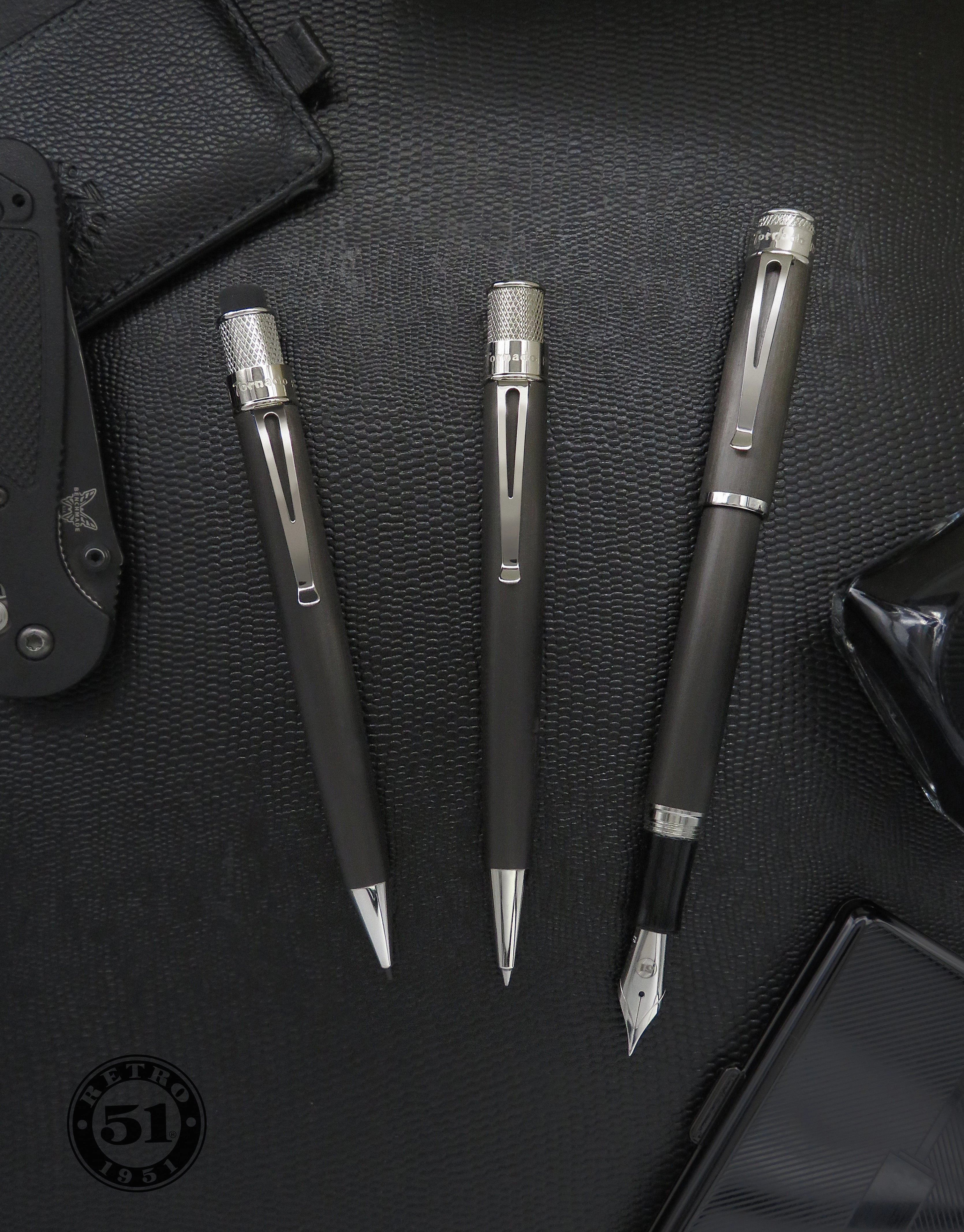 Retro 1951 Tornado Black Nickel Platinum Fountain Pen classic vivid