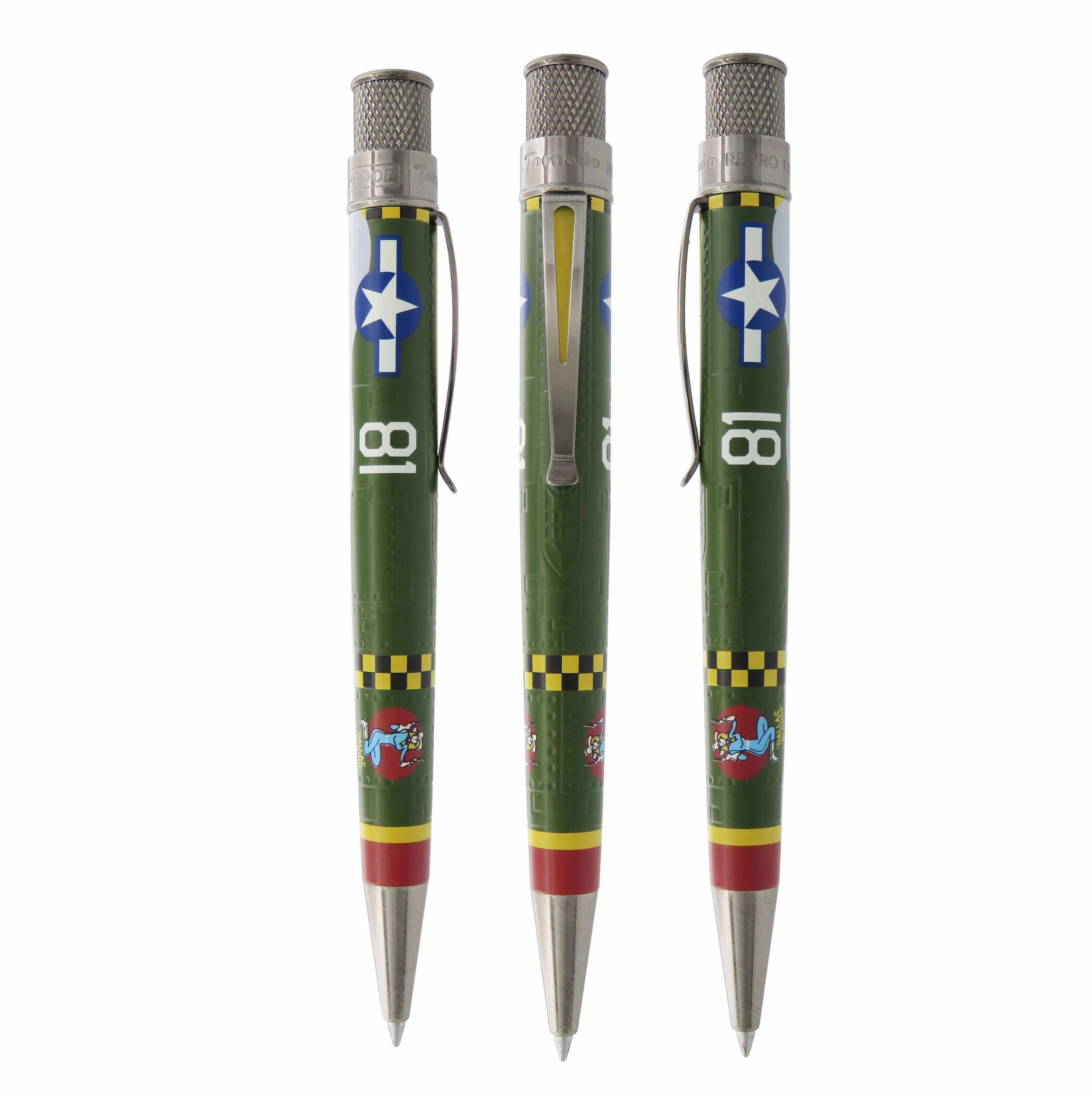 Retro 1951 Tornado Metalsmith P-47 Thunderbolt Rollerball Pen flat