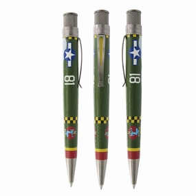 Retro 1951 Tornado Metalsmith P-47 Thunderbolt Rollerball Pen flat