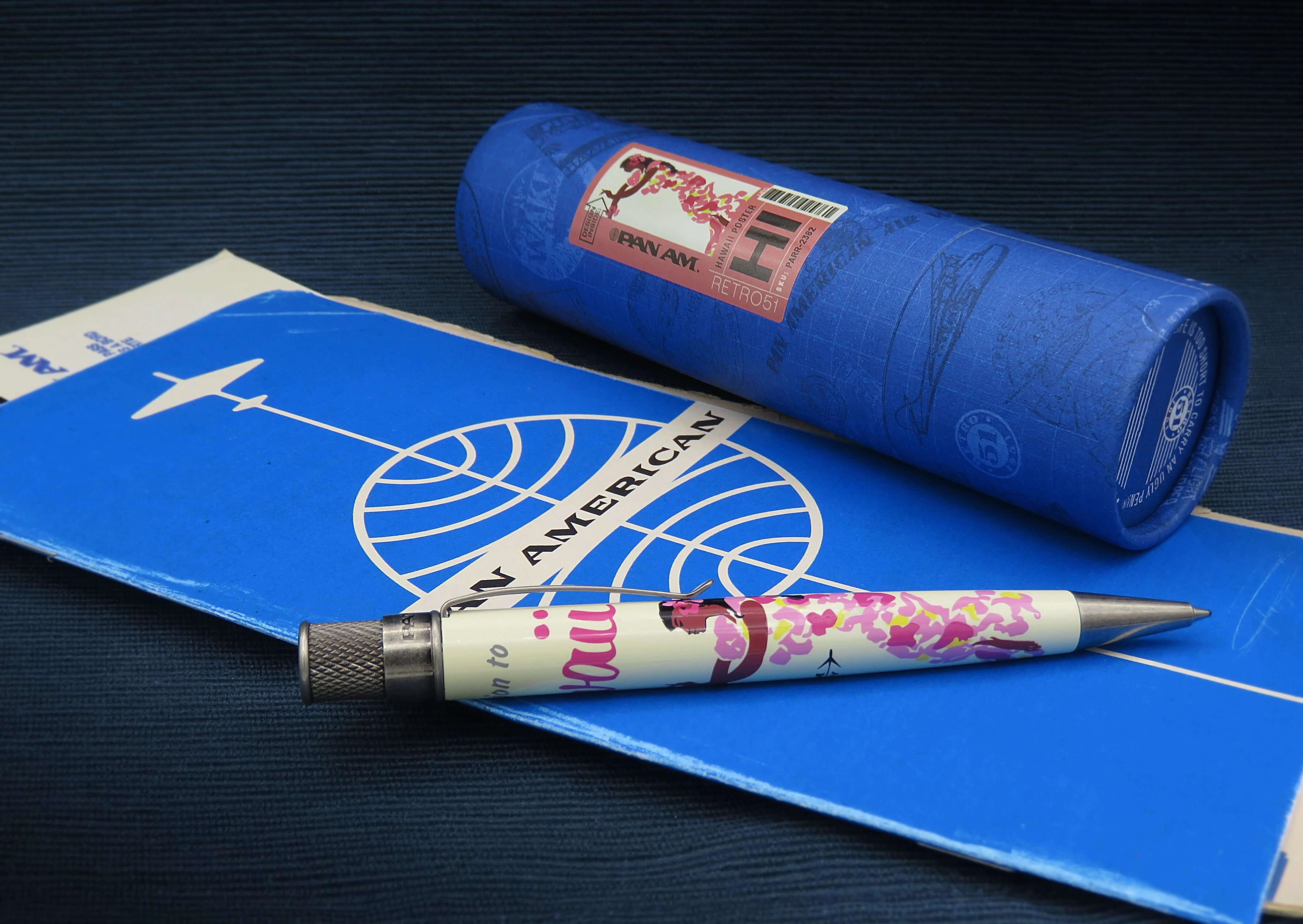 wholesale shiny Retro 1951 Tornado Pan Am Hawaii Poster Rollerball Pen
