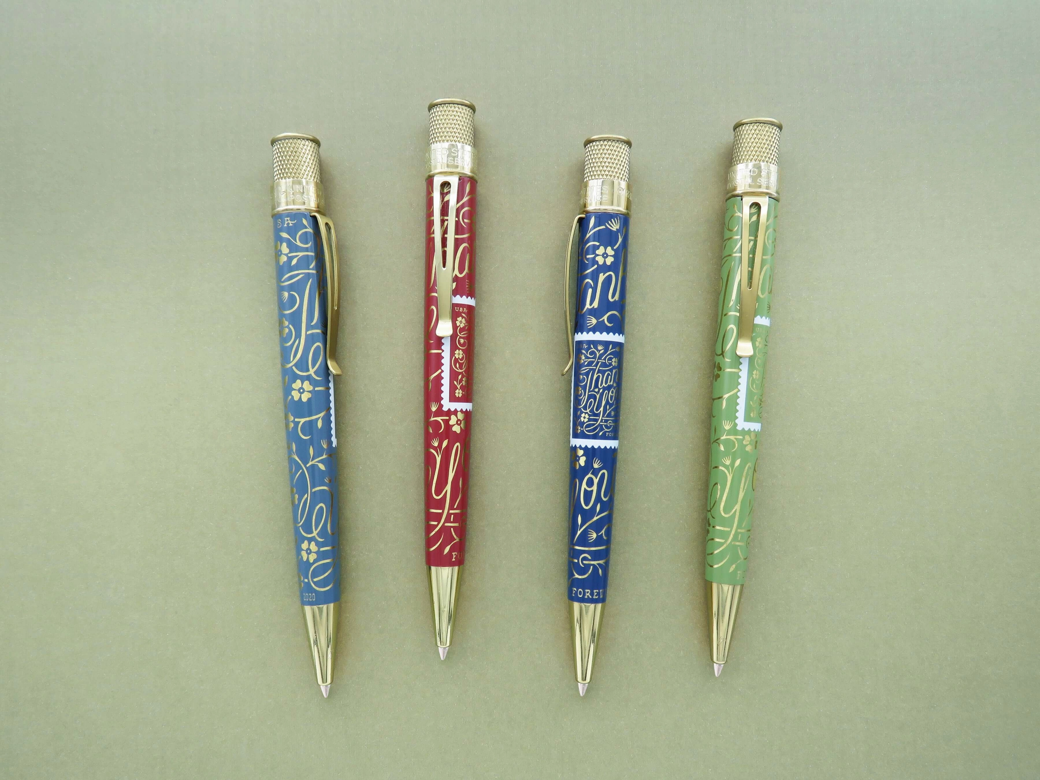 latest tiny Retro 1951 Tornado U.S. Postal Service Thank You Muted Green Rollerball Pen