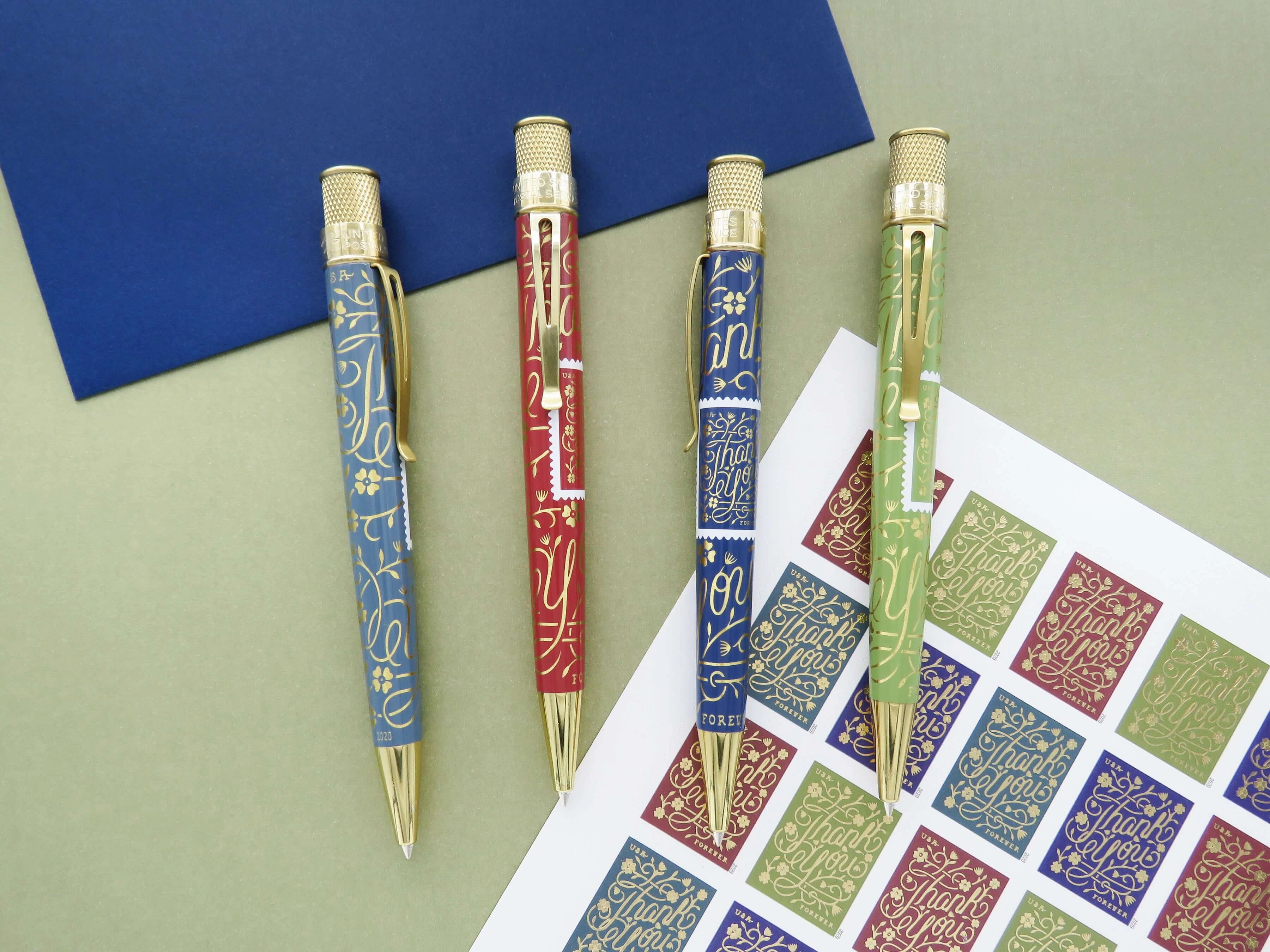 wooden quickdry Retro 1951 Tornado U.S. Postal Service Thank You Muted Green Rollerball Pen