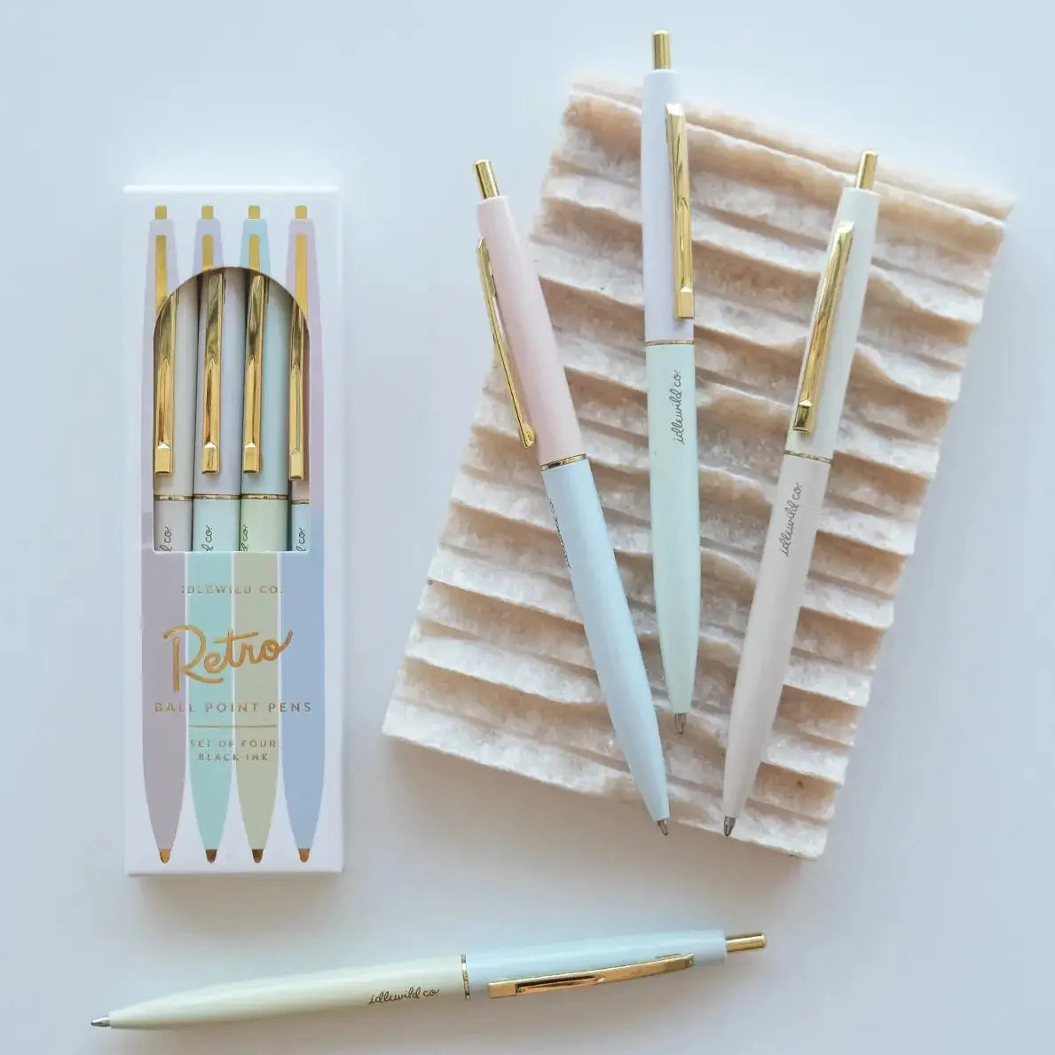 Retro Duo Tone Ball Point Pens (Set Of 4) strong