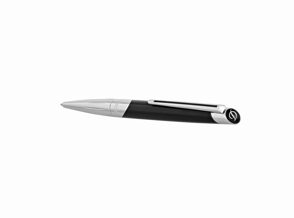 locking St Dupont Defi Millenium Shiny Black & Silver Ballpoint Pen
