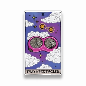 portable sturdy Two Of Pentacles Tarot Cat Meme Stickers (Minor Arcana)