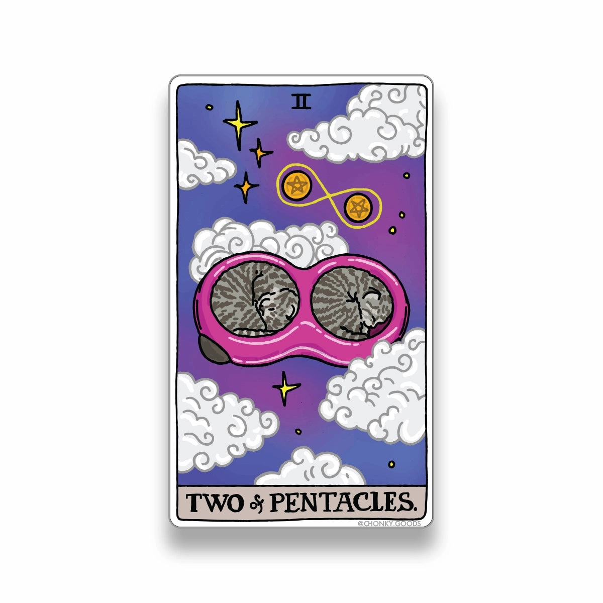 portable sturdy Two Of Pentacles Tarot Cat Meme Stickers (Minor Arcana)