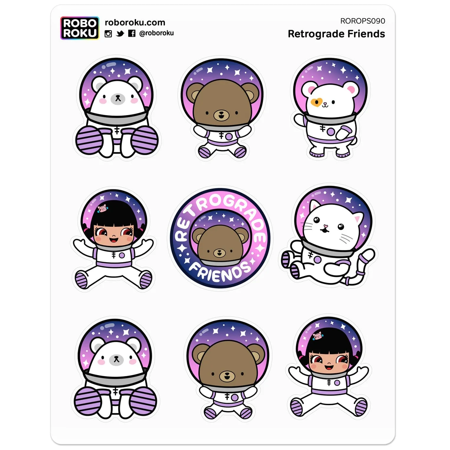magnetic bold Retrograde Friends Planner Stickers