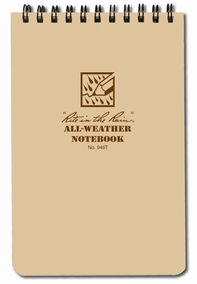 Rite In The Rain Spiral Notebook- Desert Tan- 4X6 vintage retro