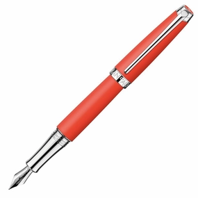 foldable Caran D'Ache Leman Matte Coral Fountain Pen