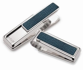 M-Clip Rhodium With Dark Blue Shark Money Clip tall biodegradable