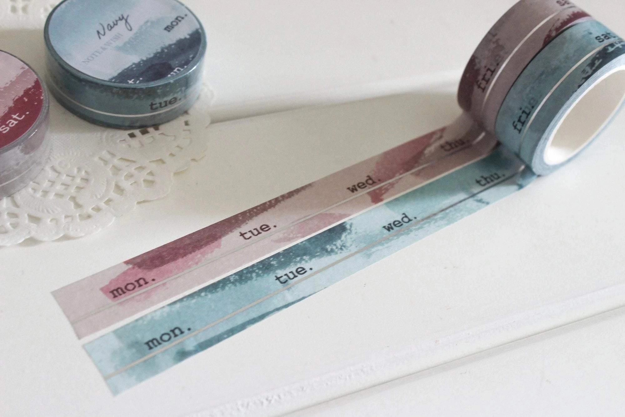 manual Note & Wish Burgundy And Navy Days Washi Tape