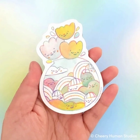 Rainbow Town   Flowers Vinyl Sticker recycled portable