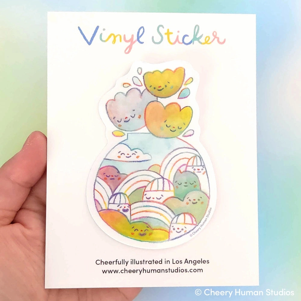 daily metallic Rainbow Town   Flowers Vinyl Sticker
